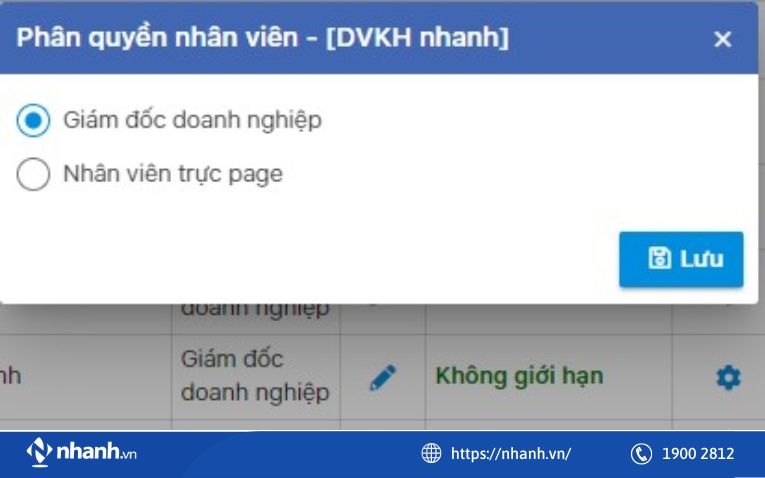 Bước 4: Phân quyền cho nhân viên