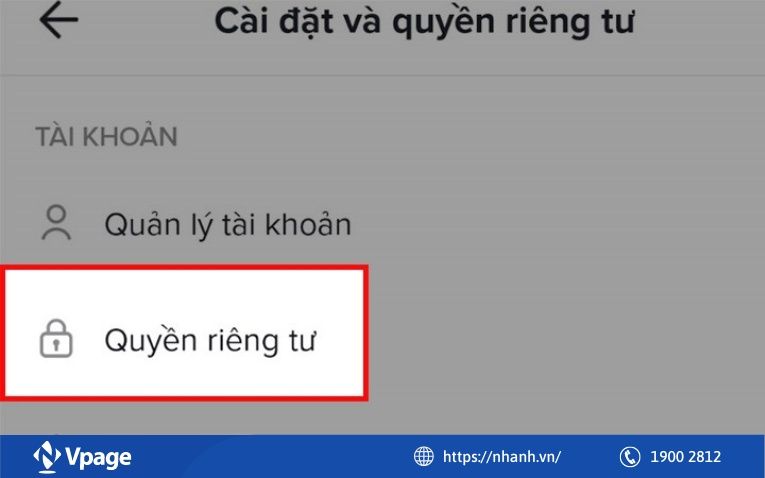 Chọn quyền riêng tư