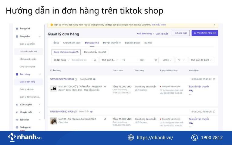 Quản lý chặt chẽ đơn hàng