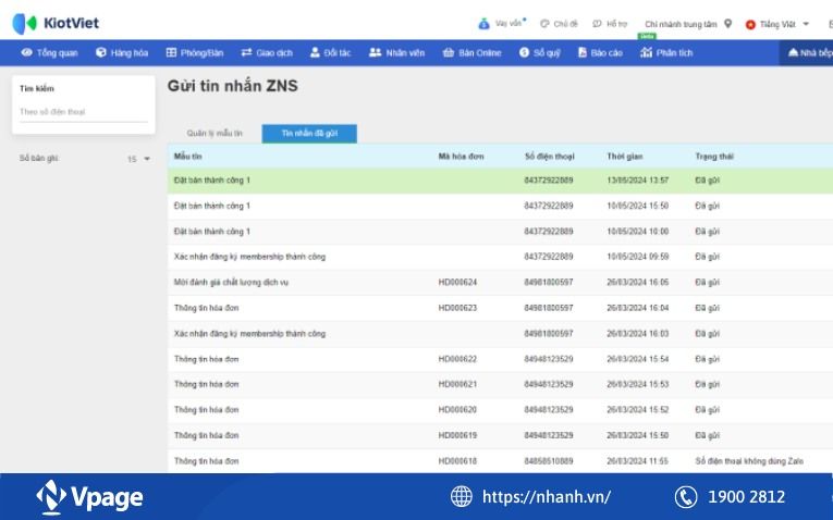 Phần mềm quản lý tin nhắn Zalo bán hàng KiotViet