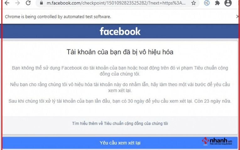 Vi phạm tiêu chuẩn cộng đồng của Facebook