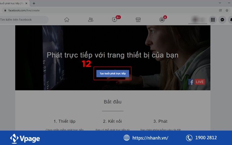 Đăng nhập và chọn phát trực tiếp