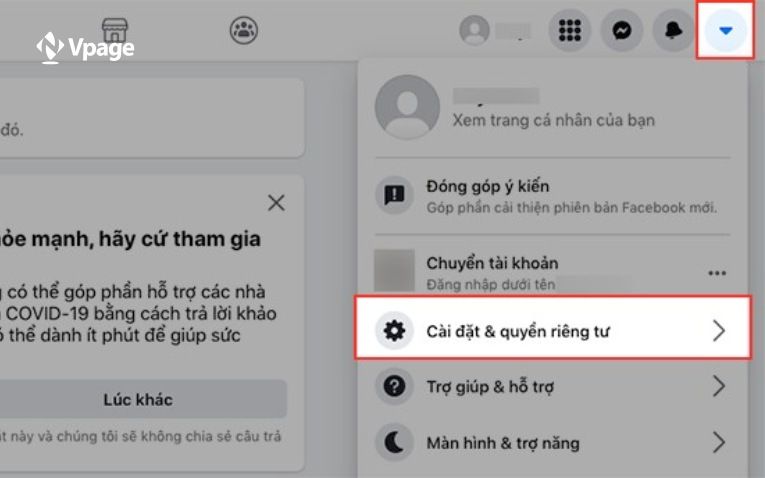 Chọn Cài đặt & quyền riêng tư