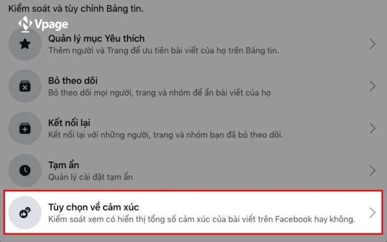 Chọn tùy chọn về cảm xúc