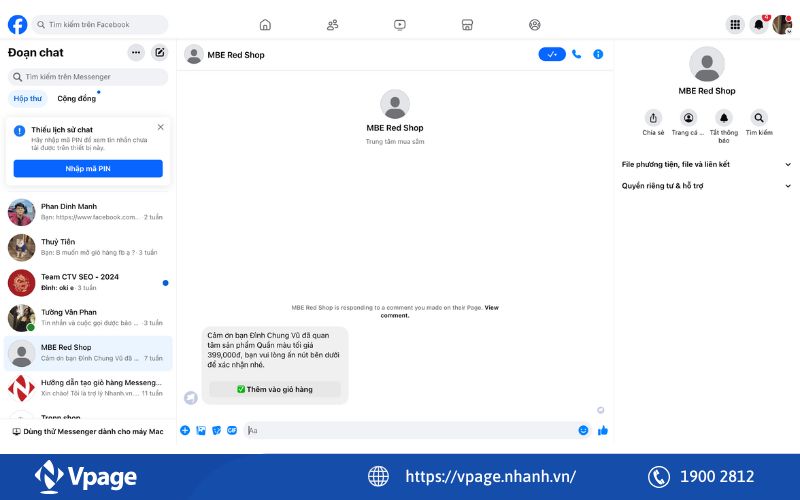 Tìm hiểu giao diện Messenger trên Chrome