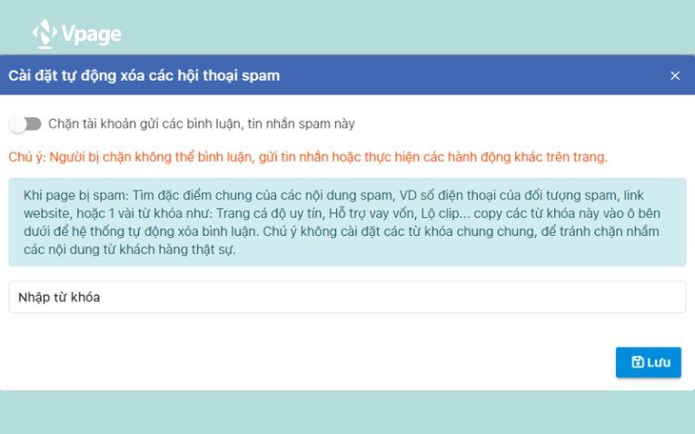 Tự động xoá các hội thoại spam