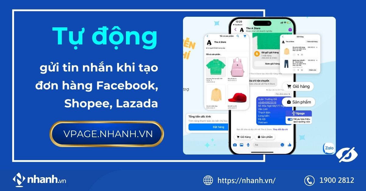 Tự động gửi tin nhắn khi tạo đơn hàng Facebook, Shopee, Lazada