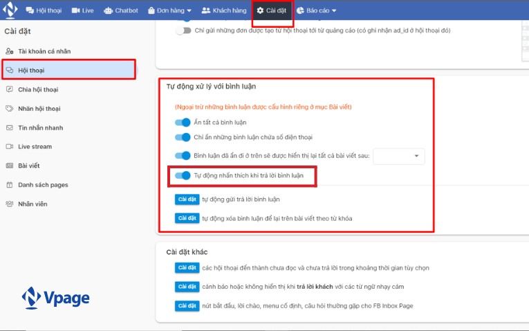 Tự động nhấn thích khi trả lời bình luận