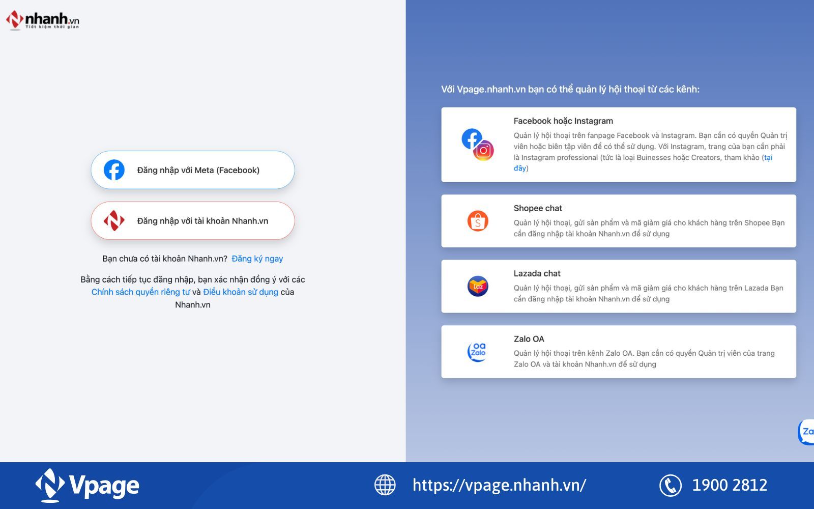 Đăng ký và đăng nhập Vpage