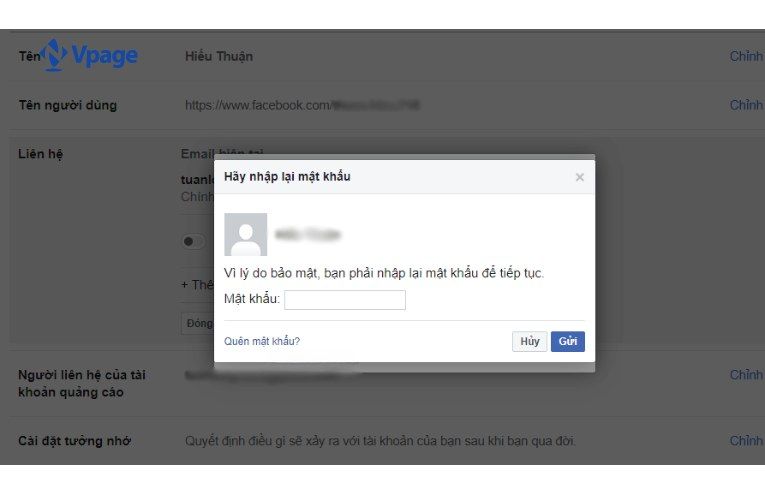 Xác nhận mật khẩu Facebook