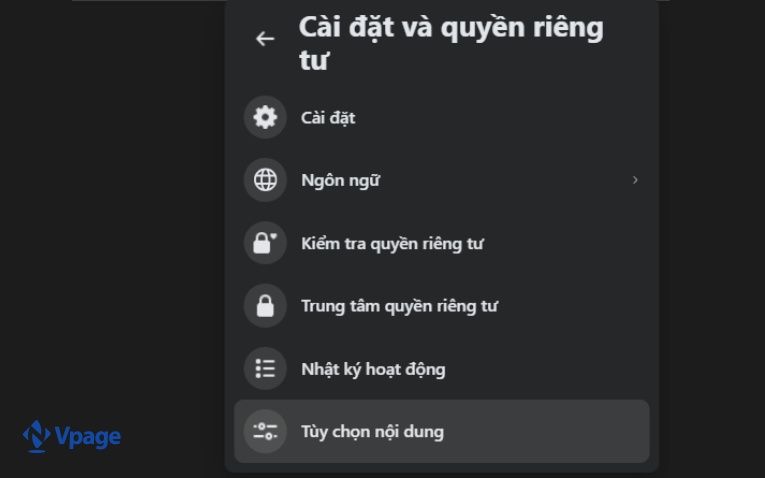 Chọn tùy chọn nội dung