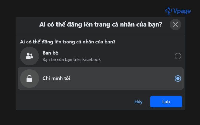Chọn "Chỉ mình tôi"