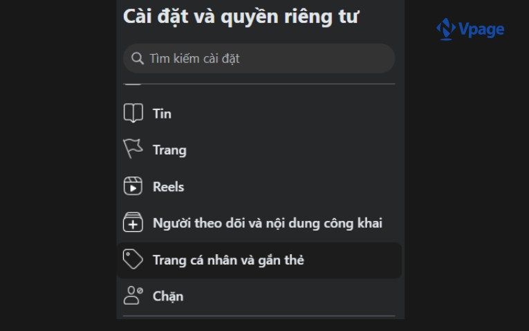 Chọn Trang cá nhân và gắn thẻ