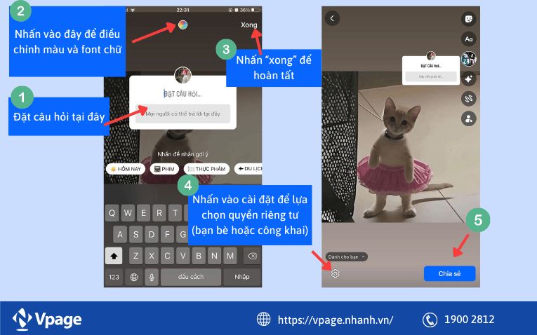 Cách đặt câu hỏi bằng sticker “Câu hỏi” 