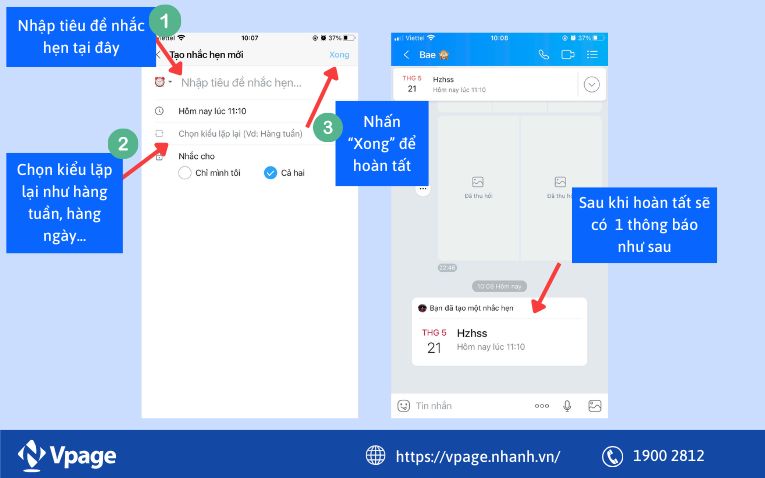 Sử dụng tính năng Nhắc hẹn trong Zalo