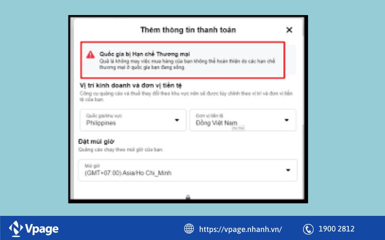 Không thêm được thẻ Visa vào tài khoản Facebook