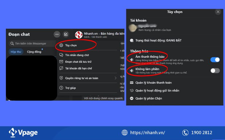 Nhấn vào biểu tượng ba chấm, nhấn tùy chọn, chọn chế độ phù hợp