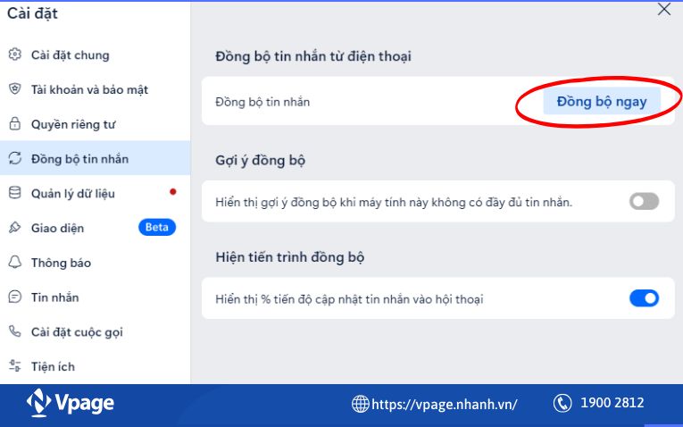 Cách hủy đồng bộ tin nhắn Zalo tự động trên máy tính