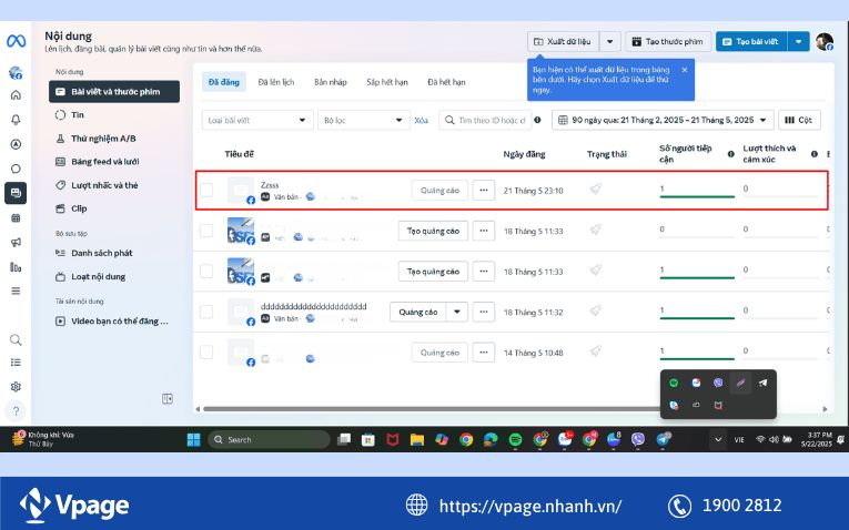 Lấy ID bài viết từ Meta Business Suite