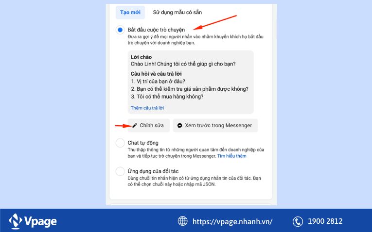 Tạo mẫu tin nhắn để trả lời khách hàng