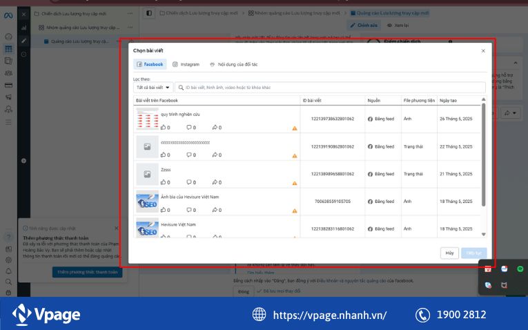 Tạo bài viết mới và cập nhật lại trong Ads Manager (Khuyến nghị)