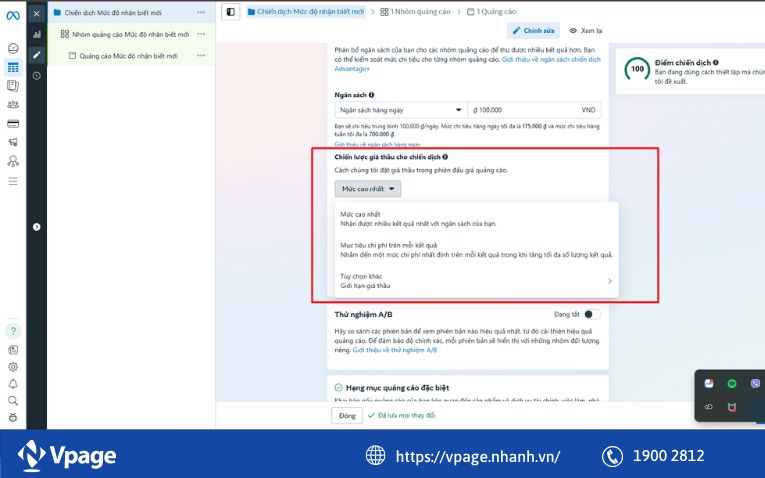 Cách đặt giá thầu trong Facebook Ads (qua Trình quản lý quảng cáo)