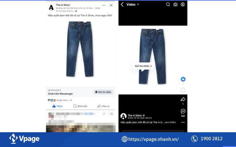  Người dùng nhìn thấy quảng cáo trên Facebook Feed, Instagram, Video, Messenger…. sau đó nhấn vào nút Gửi tin nhắn trên quảng cáo