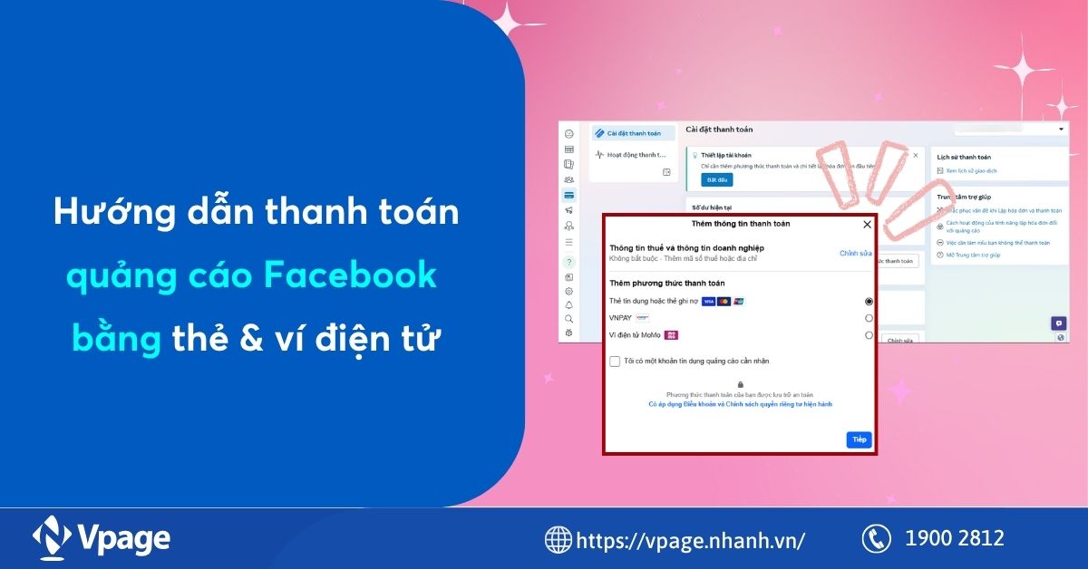 Hướng dẫn thanh toán quảng cáo Facebook bằng thẻ & ví điện tử