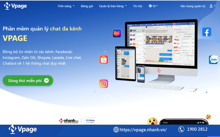 Phần mềm quản lý chat đa kênh Vpage