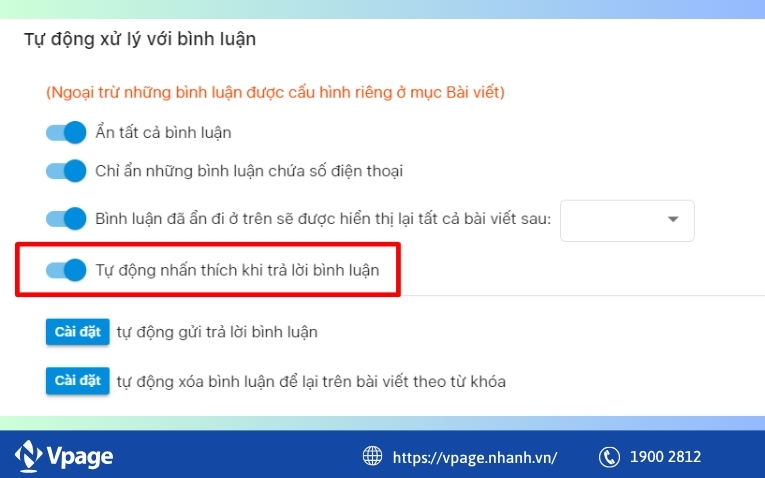 Tự động nhấn like bình luận khi trả lời