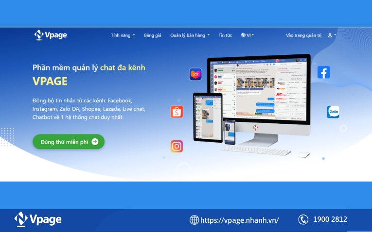 Phần mềm quản lý chat đa kênh Vpage