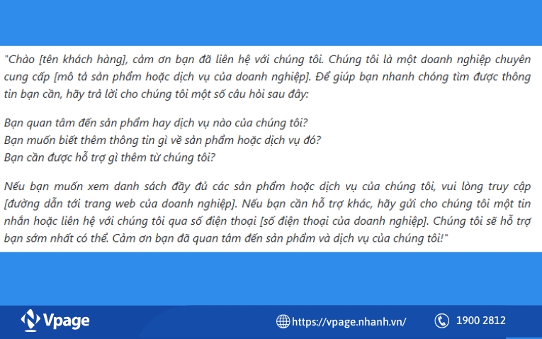 Một số mẫu tin nhắn trả lời đúng trọng tâm với khách hàng 