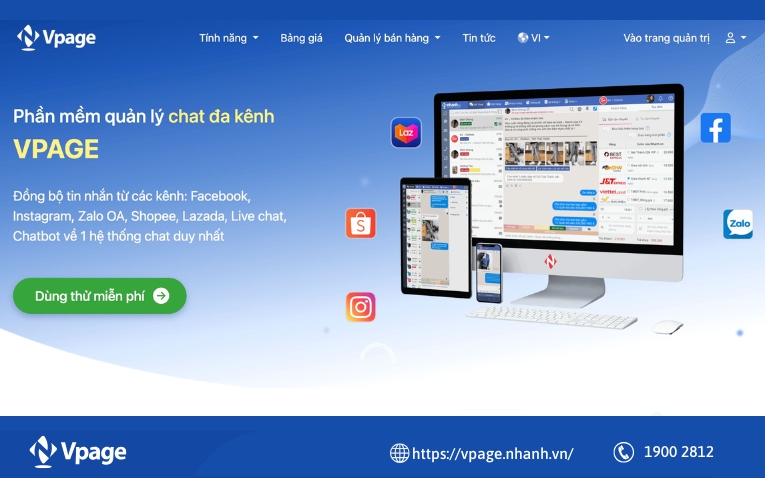Phần mềm quản lý chat đa kênh Vpage