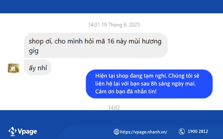 Tin nhắn ngoài giờ làm việc