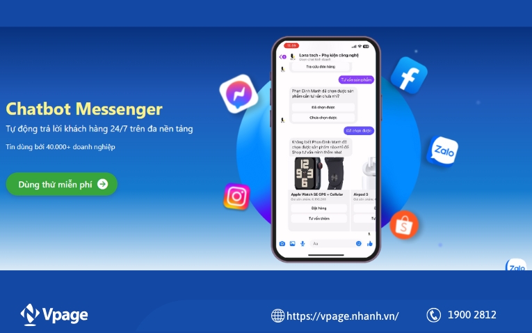 Tính năng Chatbot Messenger trên phần mềm Vpage
