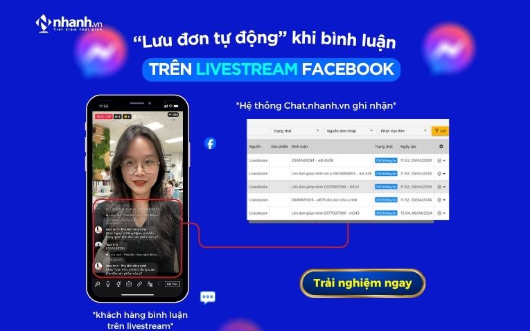 Lưu đơn tự động khi bình luận trên live