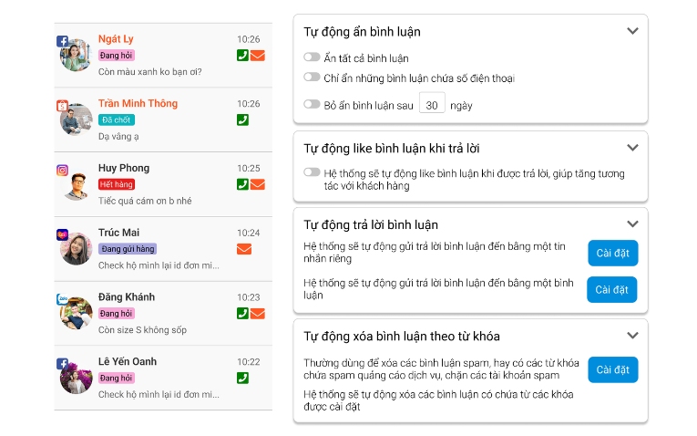 lọc inbox theo trạng thái khách hàng
