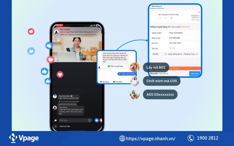 Tính năng tự động nhắn tin chốt đơn với khách hàng sau khi livestream trên một phần mềm 