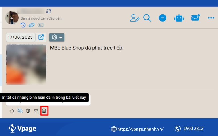 Tính năng in commment tự động của một phần mềm quản lý chat