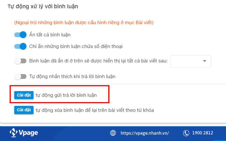 Quản lý comment tự động