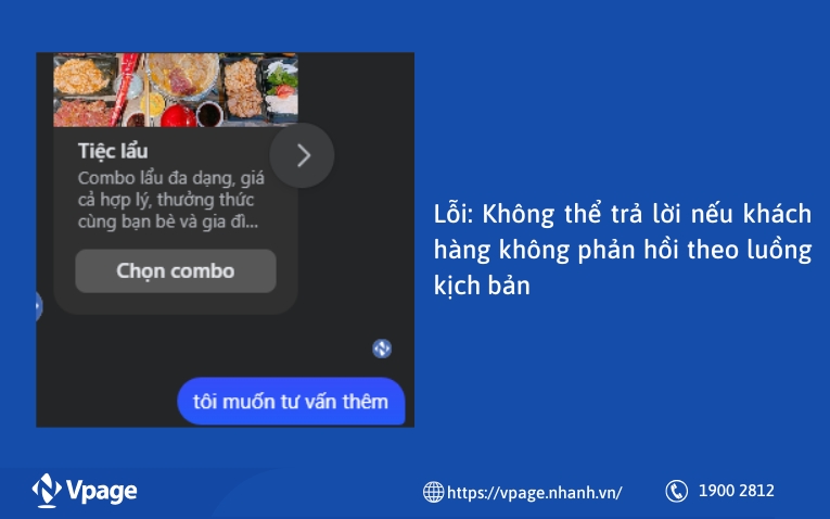 Lỗi: Không thể trả lời nếu khách hàng không phản hồi theo luồng kịch bản 