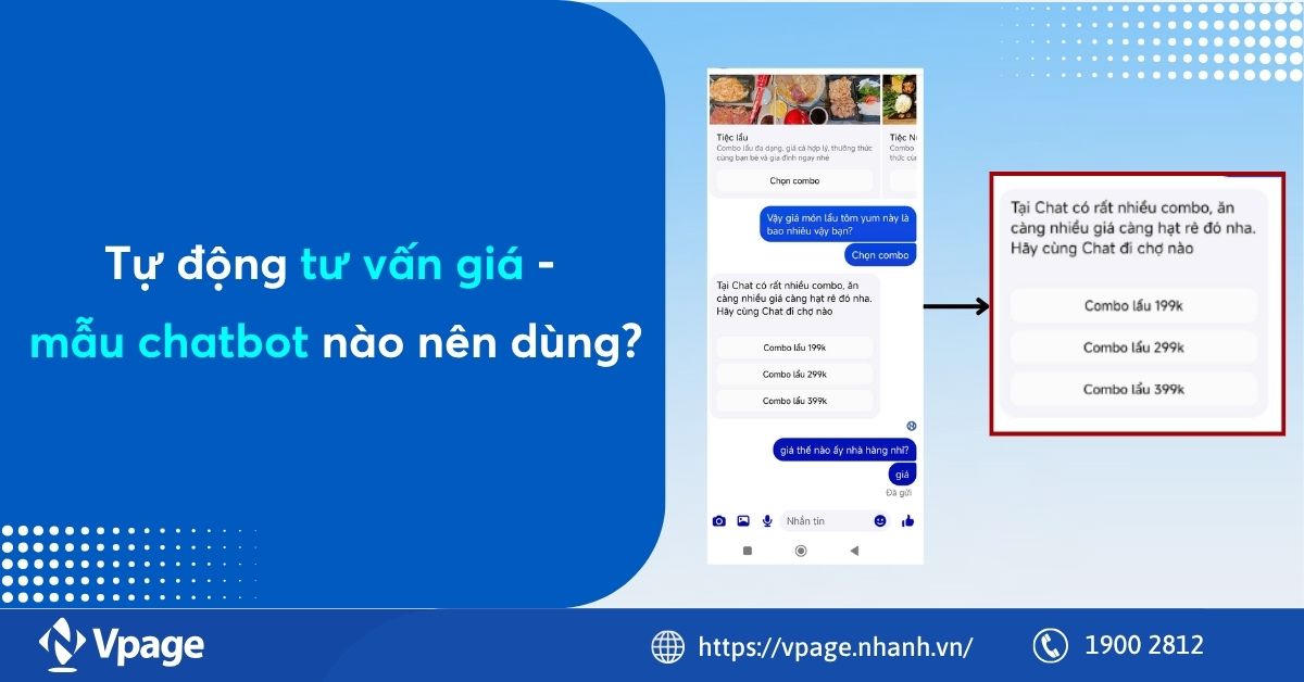 Tự động tư vấn giá - mẫu chatbot nào nên dùng?