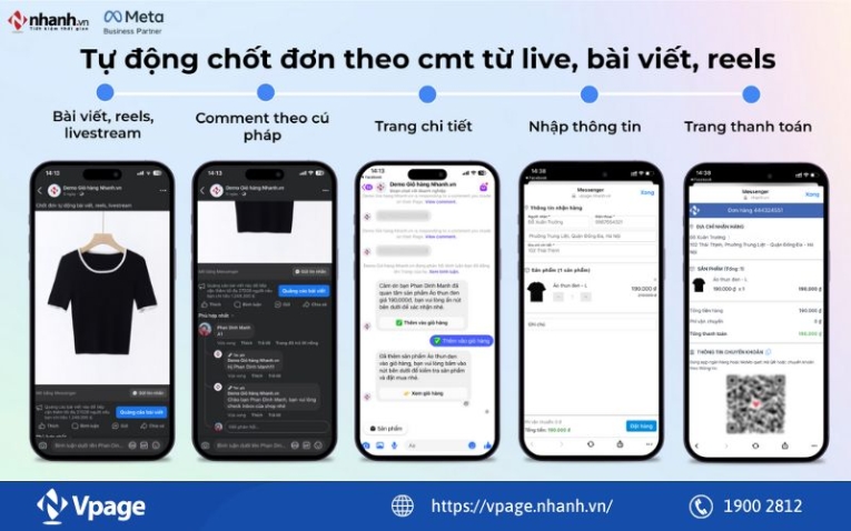 Tính năng tự động chốt đơn từ comment của phần mềm Vpage