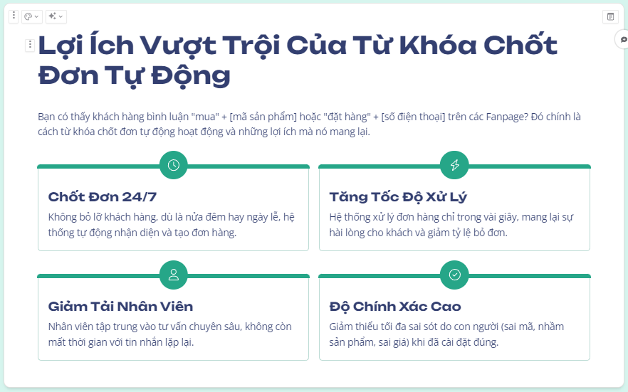 Lợi ích của việc sử dụng từ khóa chốt đơn tự động