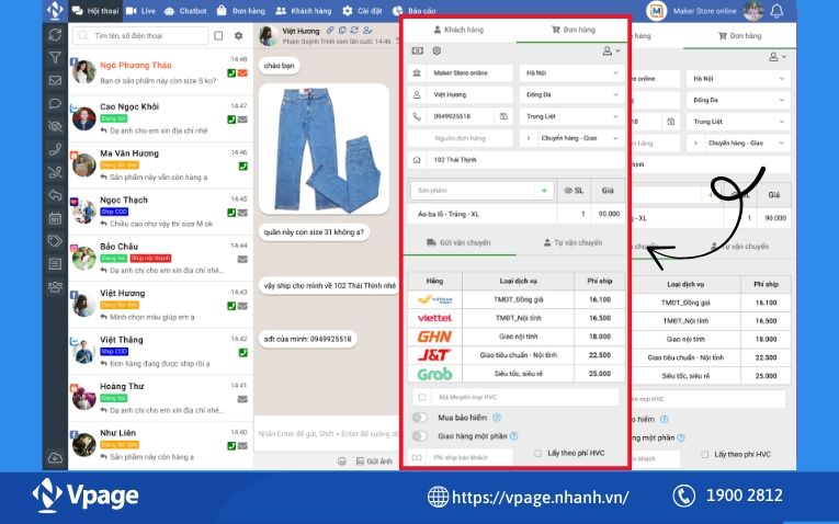 Tính năng quản lý đơn hàng, quản lý khách hàng của phần mềm Vpage