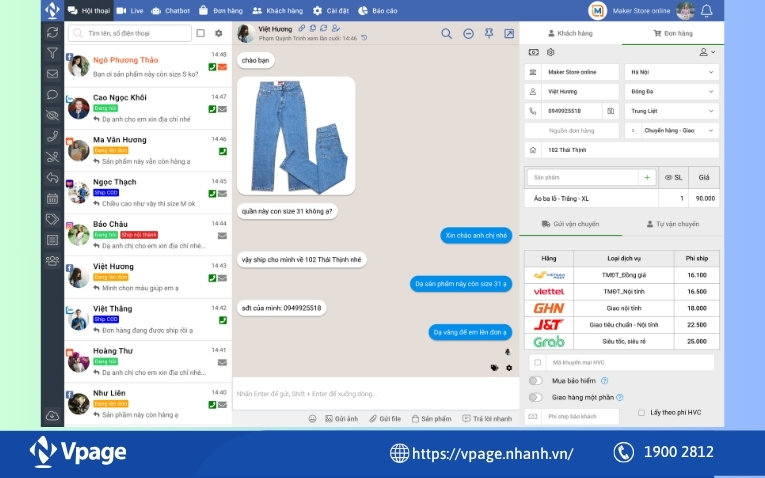 Bạn có thể xem lịch sử mua hàng của khách hàng trên phần mềm Vpage