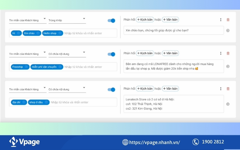Chatbot hỗ trợ tạo kịch bản Chatbot thông qua từ khóa liên quan đến những câu hỏi thường gặp