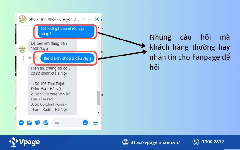 Những câu hỏi mà khách hàng thường hay nhắn tin cho Fanpage để hỏi