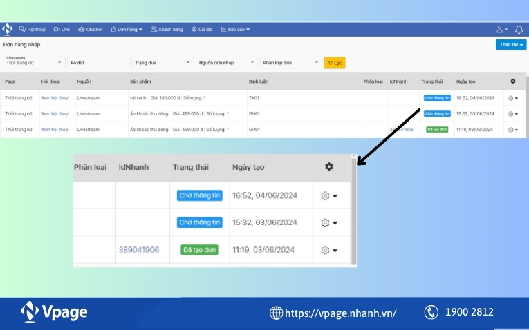 Tính năng tự động tạo đơn nháp trên phần mềm Vpage