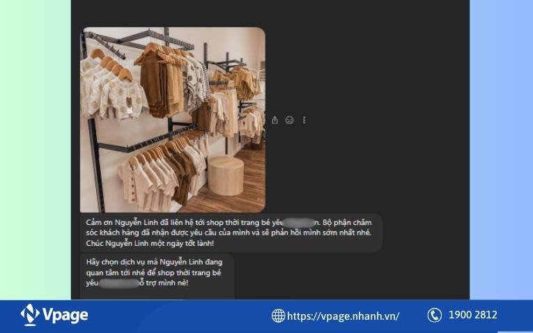 Mẫu tin nhắn phản hồi nhanh khi khách hàng bắt đầu nhắn tin 